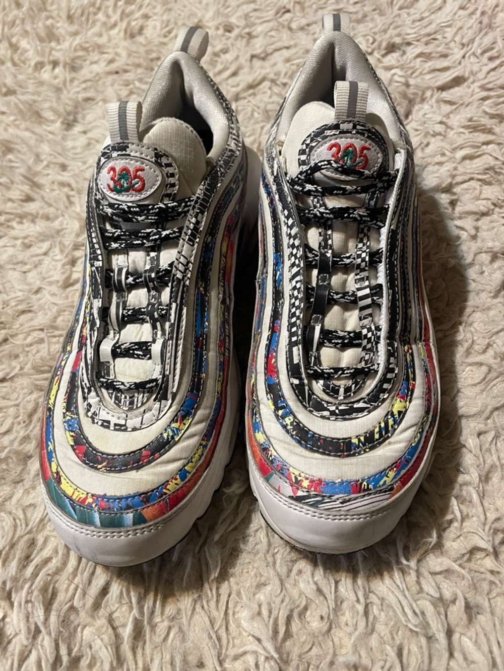 Nike Women's Multicolor 365 Patterned Athletic Sneakers - White/Black Accents